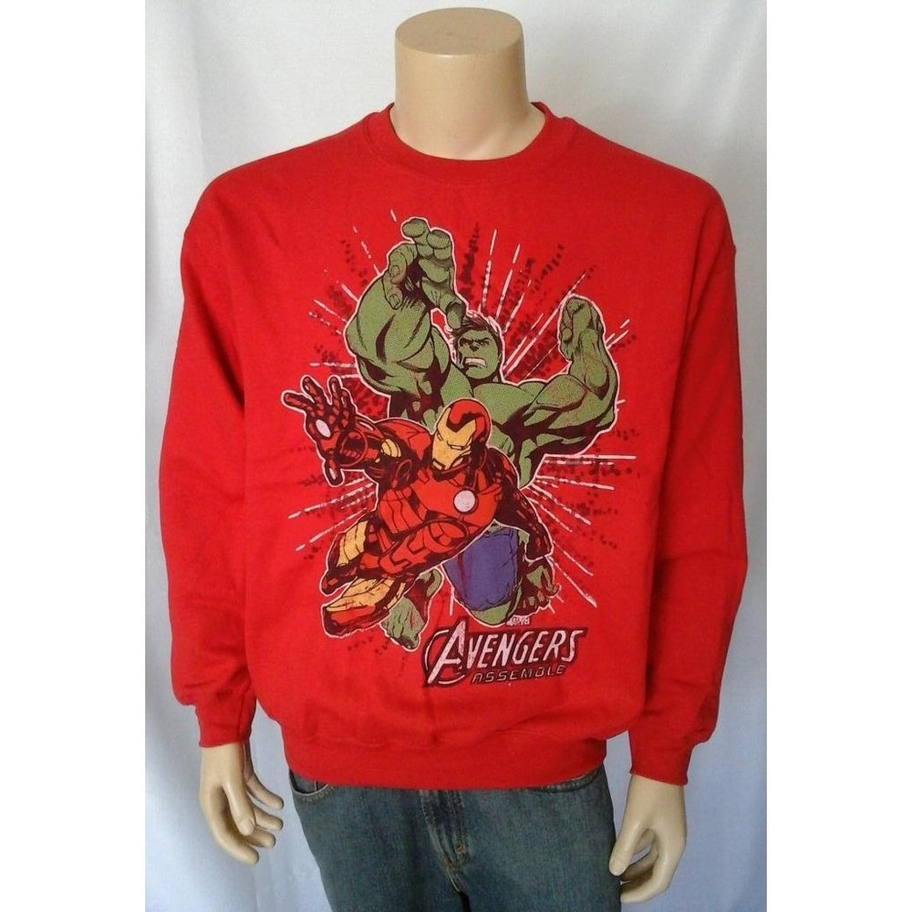 Y2K The Avengers Sweatshirt Adults Red Marvel Comics Licensed Hulk Iron Man NOS